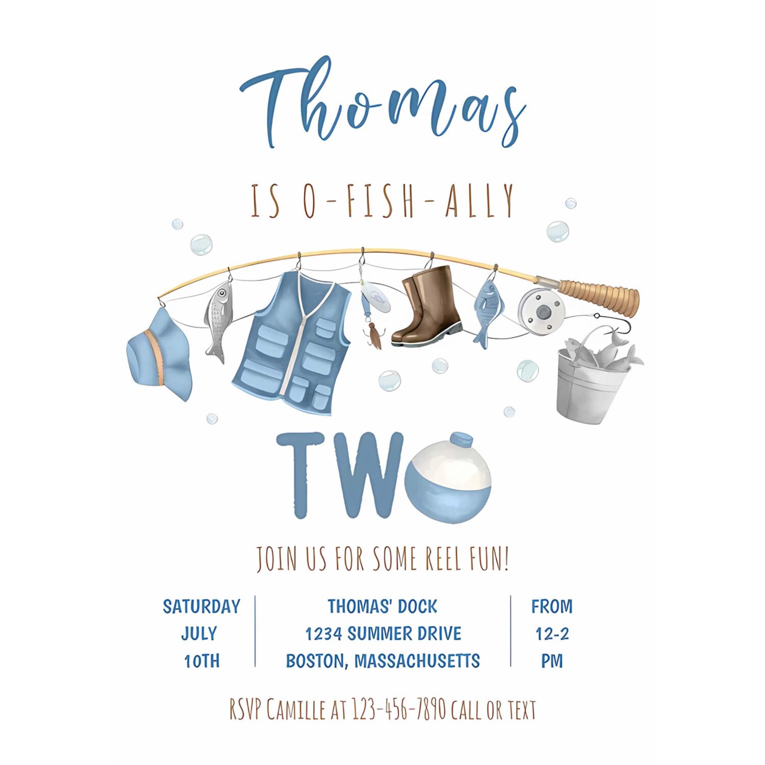 Fishing 2nd birthday o fish ally two birthday invitation y26g 4