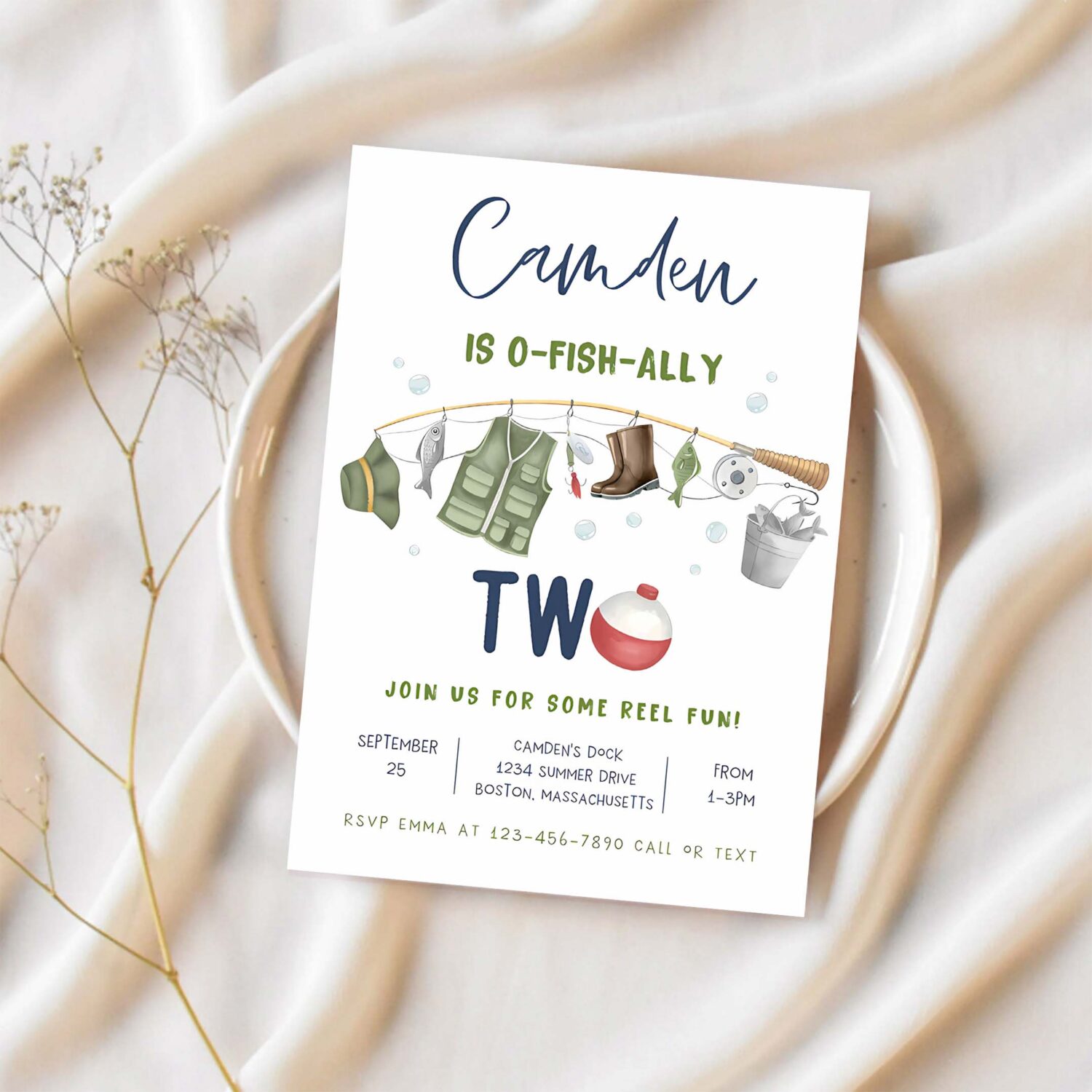 Fishing 2nd birthday party invitation o fish ally two boy 2nd birthday fisherman party gone fishing party 1