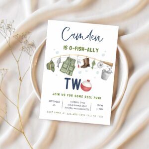 Fishing 2nd birthday party invitation o fish ally two boy 2nd birthday fisherman party gone fishing party 1