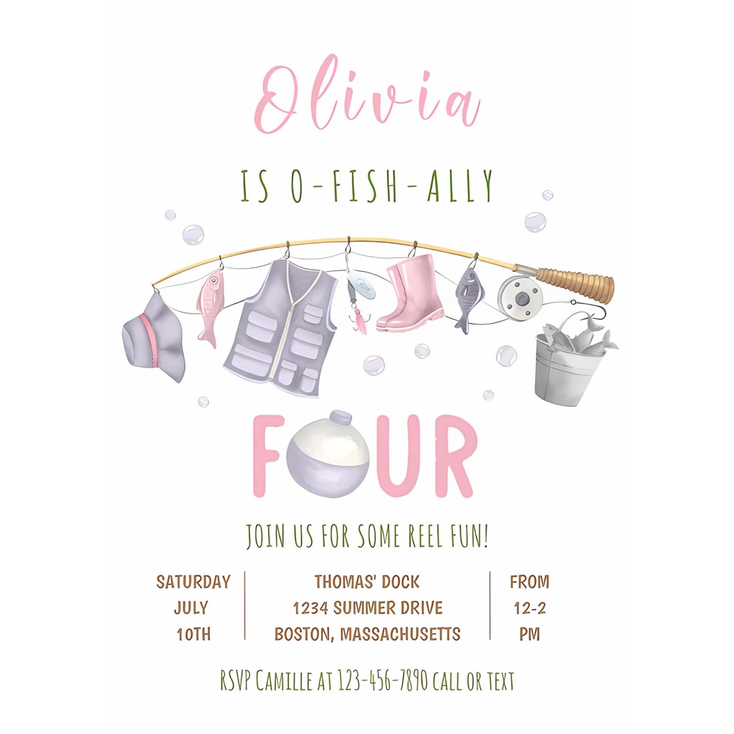 Fishing 4th birthday o fish ally four birthday invitation q95o 4
