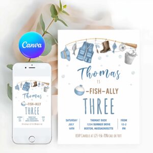 O-Fish-Ally Invitation, Fishing Birthday Party Boy O-Fish-Ally Birthday Invitation