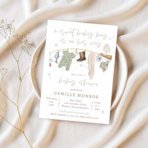 Fishing reel excited boy baby shower invitation a79l 1