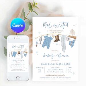 Fishing Invitation, Fishing Reel Excited Boy Baby Shower Invitation