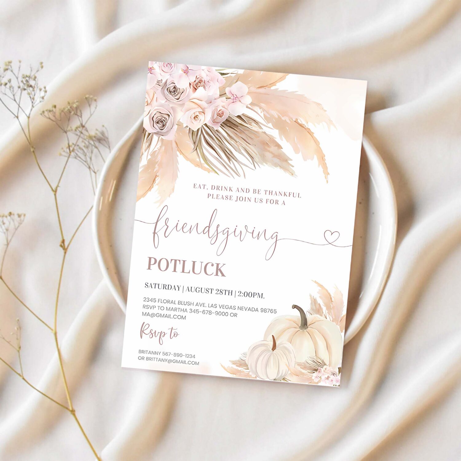 Friendsgiving invitation autumn friendsgiving dinner invite template holiday invite 1