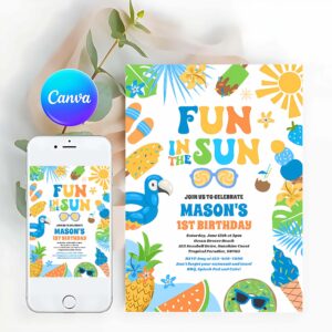 Tropical Beach Invitation, Fun In The Sun Tropical Beach Birthday Party Invitation