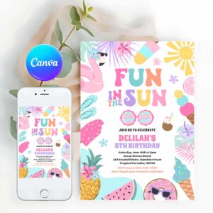 Tropical Beach Invitation, Fun In The Sun Tropical Beach Birthday Party Invitation