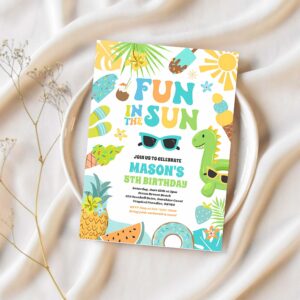 Fun in the sun tropical beach birthday party invitation t70k 1