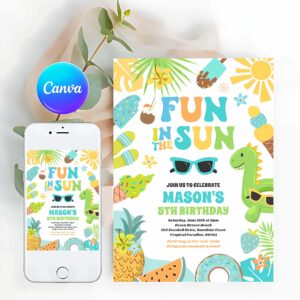 Tropical Beach Invitation, Fun In The Sun Tropical Beach Birthday Party Invitation