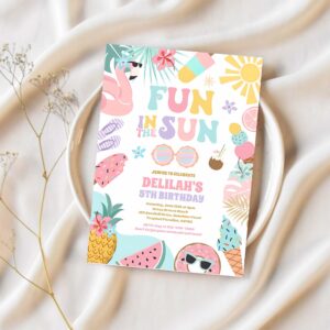Fun in the sun tropical beach birthday party invitation u53x 1