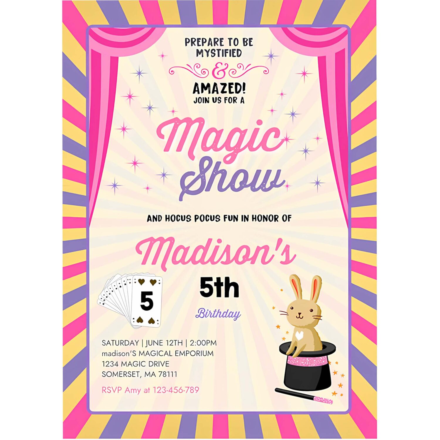 Girl magician invitation magician birthday party invitation magic show party magic show birthday magician party 4
