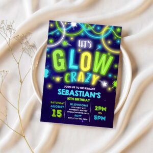 Glow birthday invitation glow invitation neon glow invitation neon glow party glow in the dark birthday party 1