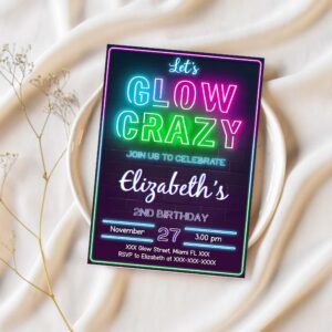 Glow invitation glow birthday invitation glow template glow in the dark party invitation 1