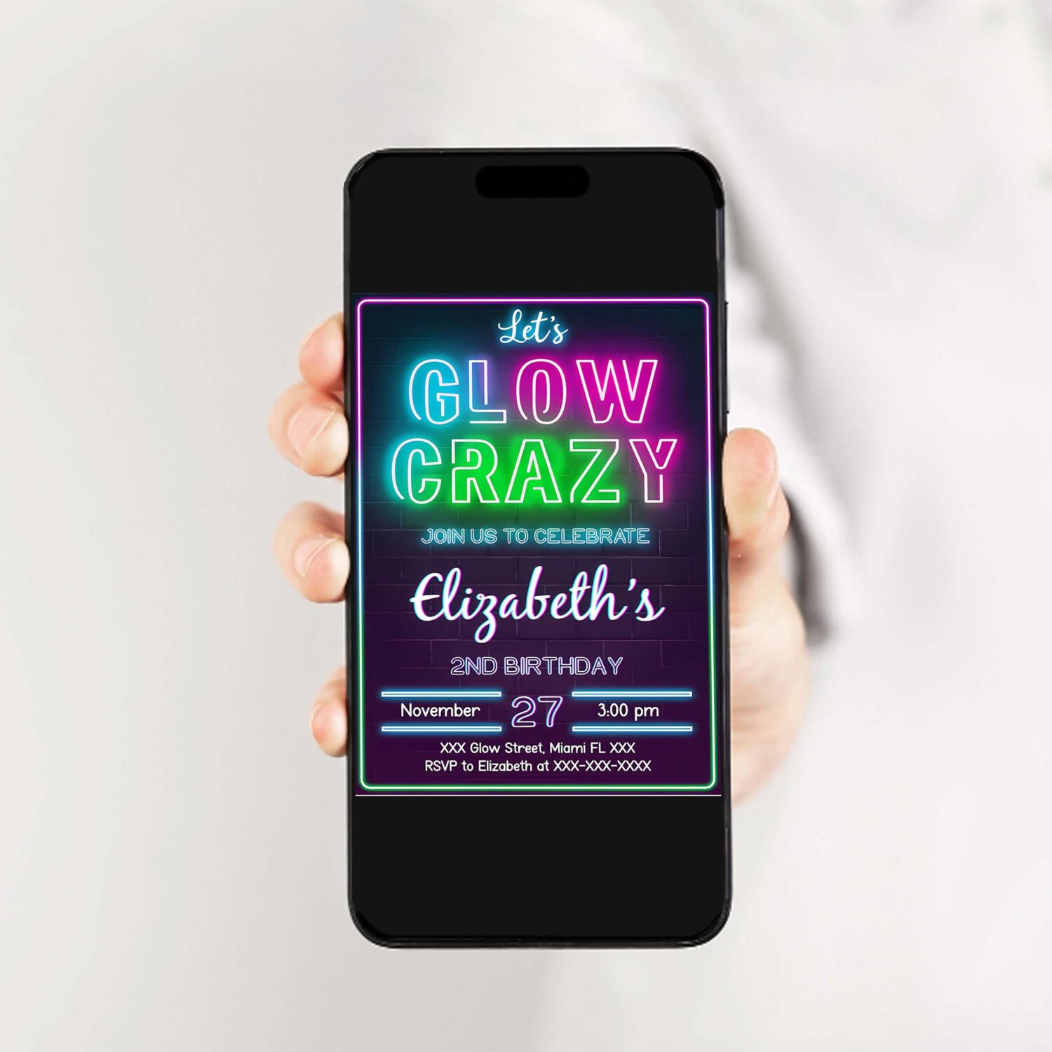 Glow invitation glow birthday invitation glow template glow in the dark party invitation 2