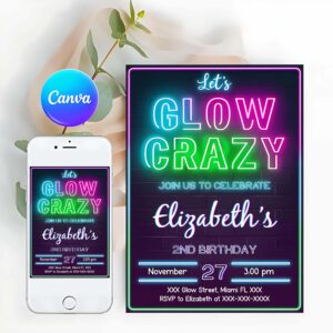 Glow Invitation Birthday Invitation in The Dark Party Invitation