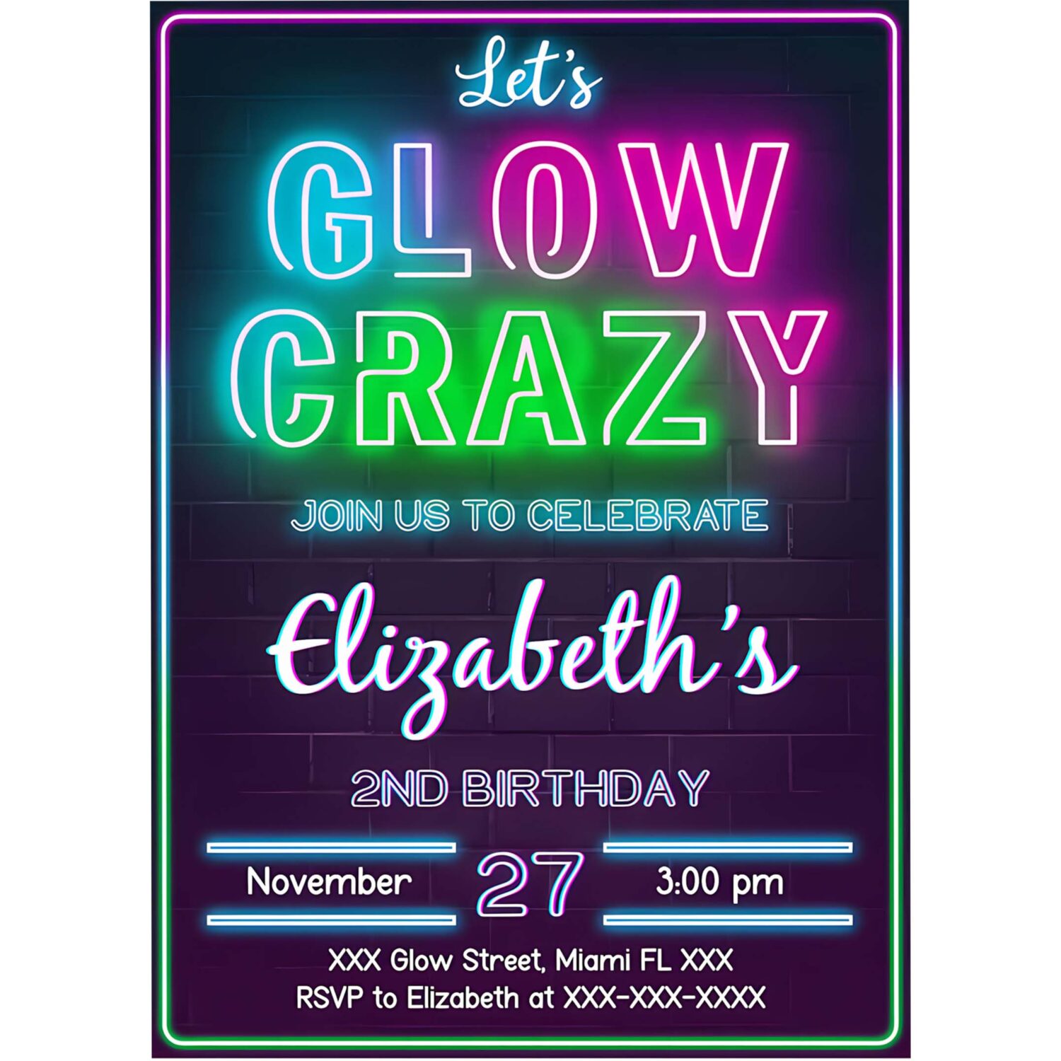 Glow invitation glow birthday invitation glow template glow in the dark party invitation 4