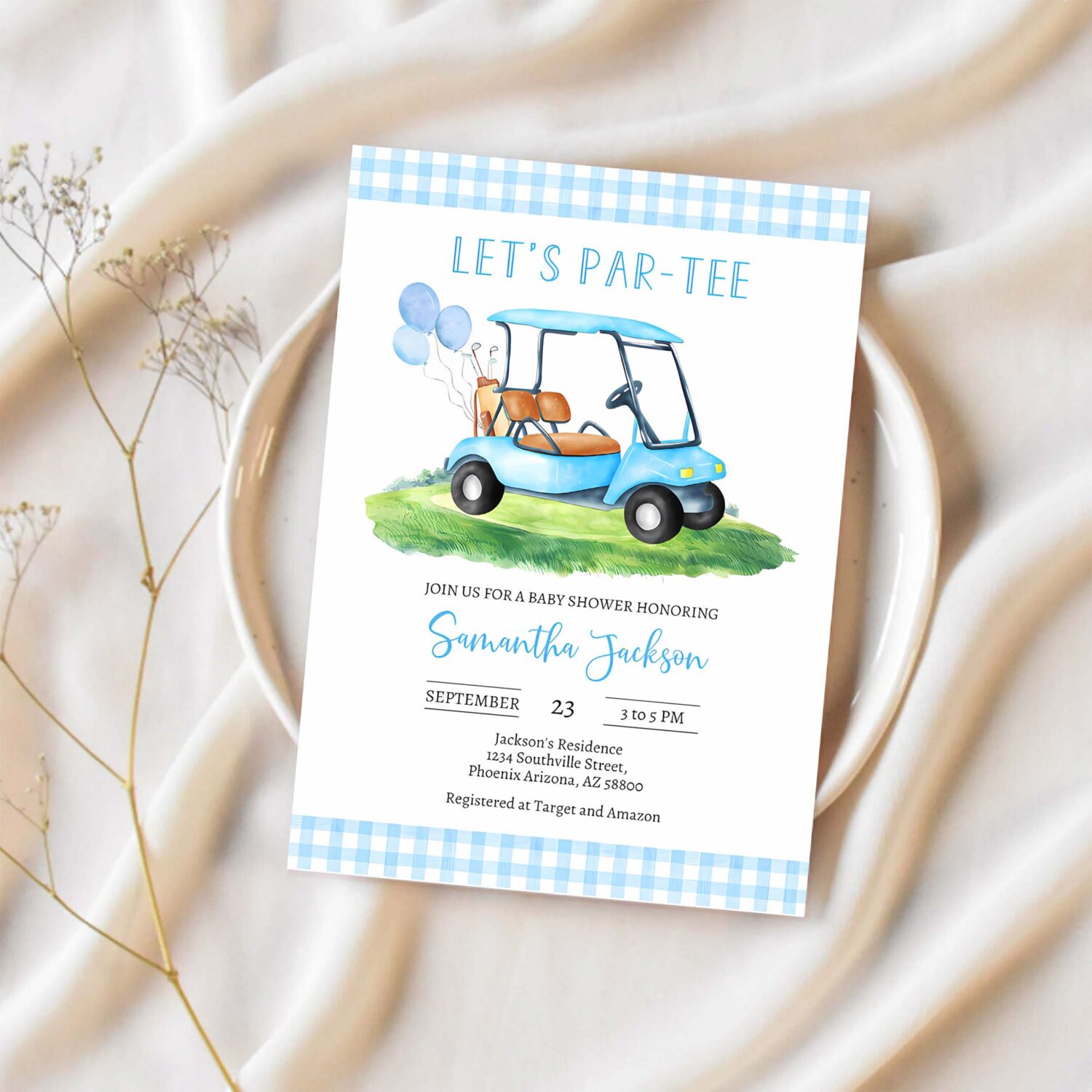 Golf baby shower invitation lets par tee baby shower invitation golf invitation 1