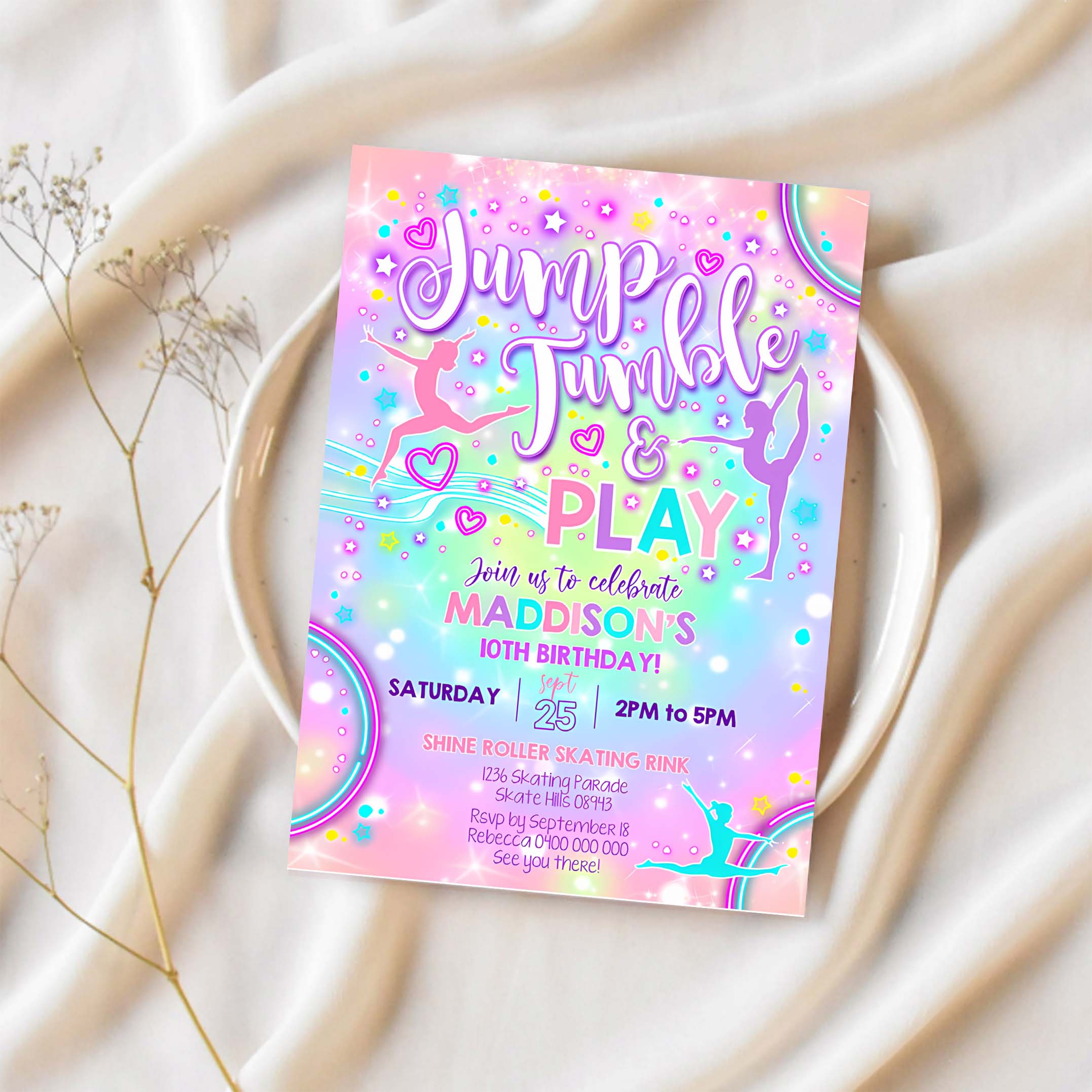 Gymnastics Party Invitation Gymnastics Party Gymnastics Invitation