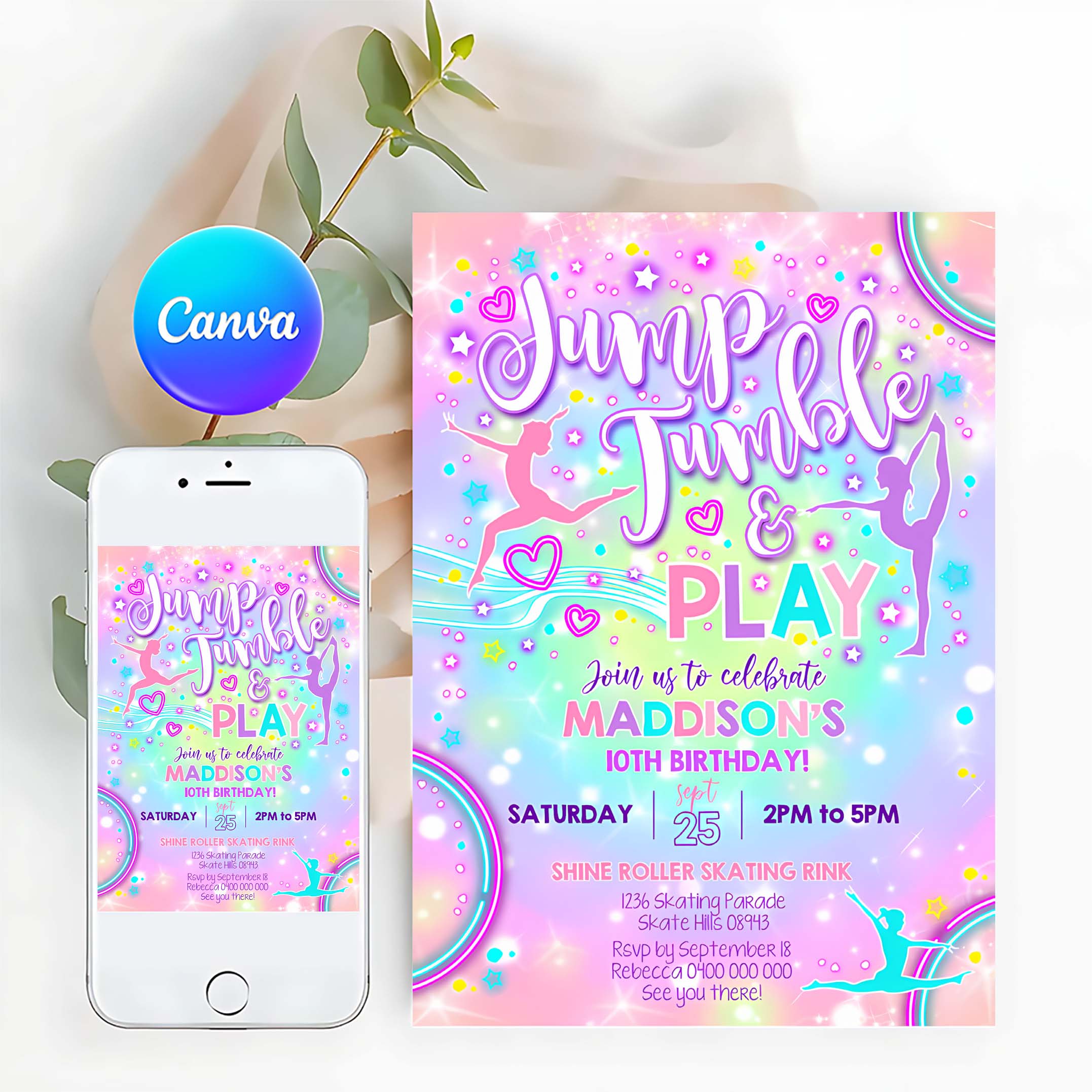 Gymnastics Party Invitation Gymnastics Party Gymnastics Invitation