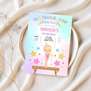 Gymnastics unicorn invitation unicorn gymnastics invitation gymnastics party magical gymnastics party 1