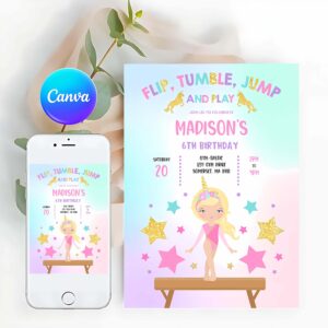 Unicorn Invitation, Gymnastics Unicorn Invitation
