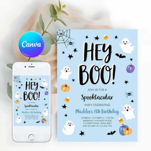 Spooktacular Invitation, Halloween Birthday Invitation, Boy Ghost Costume Party Boy Blue Kids Spooktacular Spooky