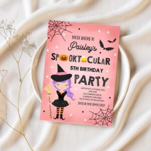 Halloween birthday invitation girl witch halloween birthday party spooktacular birthday halloween costume party instant download file hg 1