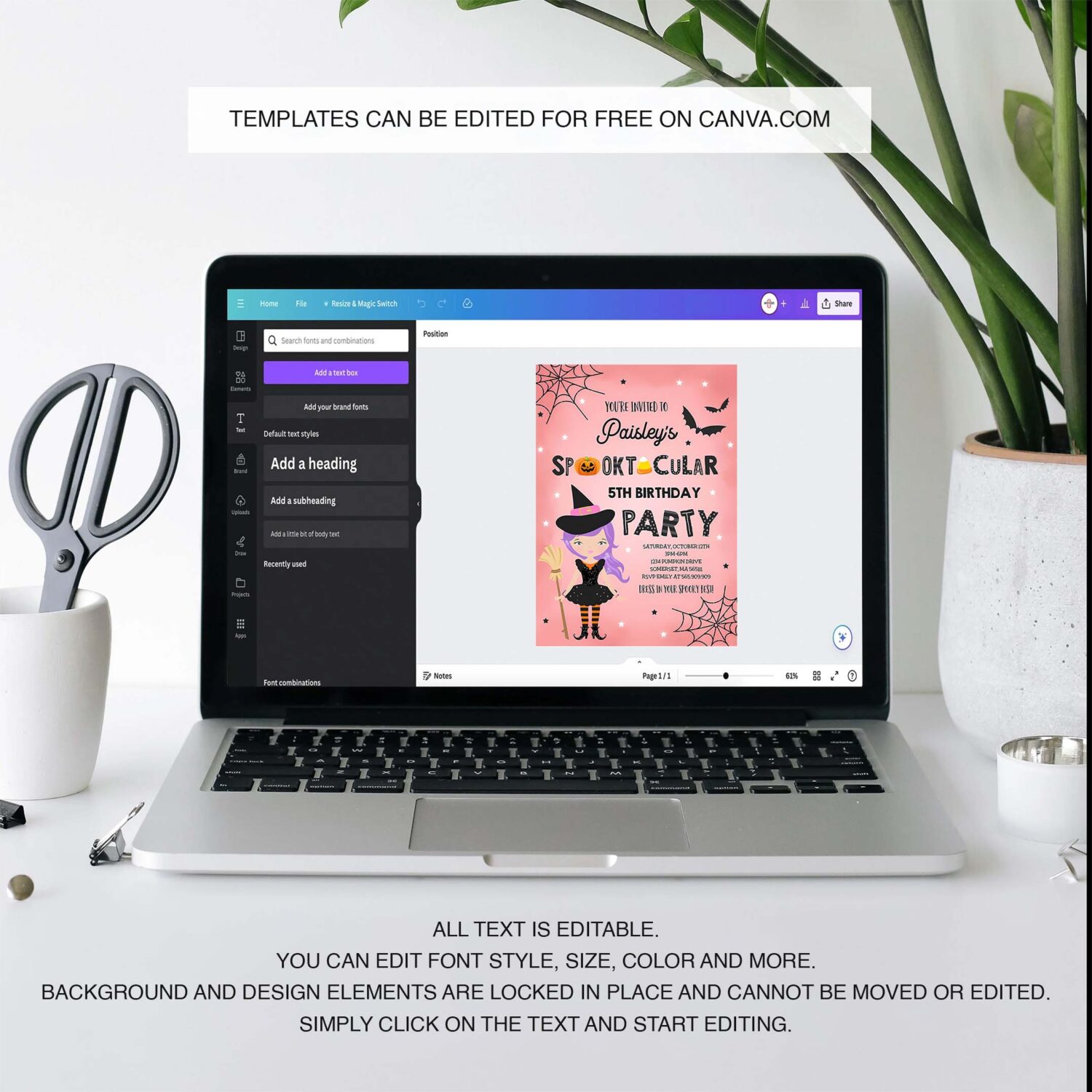 Halloween birthday invitation girl witch halloween birthday party spooktacular birthday halloween costume party instant download file hg 3