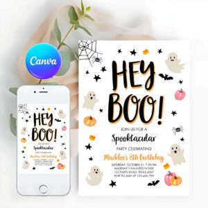 Spooktacular Invitation, Halloween Birthday Invitation, Pink Ghost Costume Party Girl Pink Kids Spooktacular Spooky