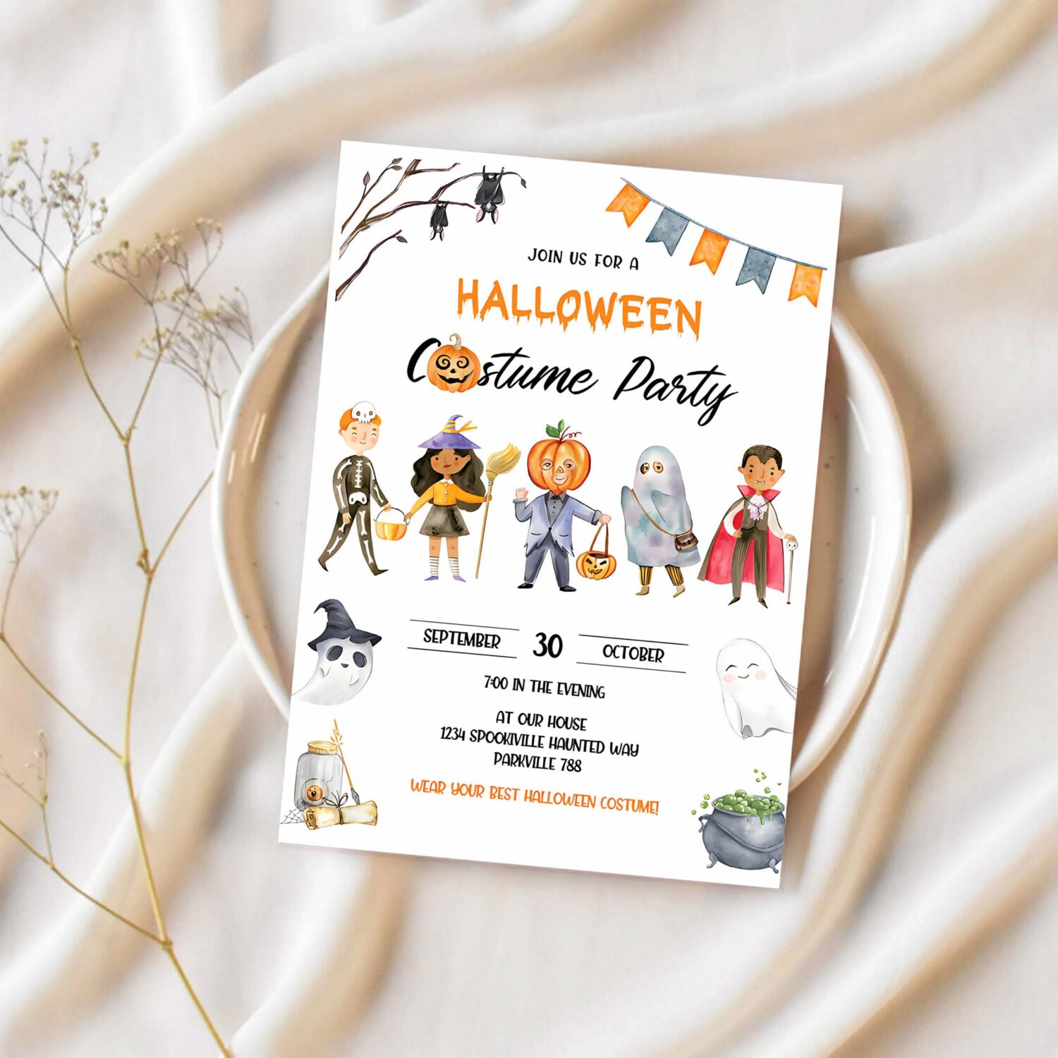 Halloween invitation halloween party invitation halloween birthday invitation halloween costume party invitation 1