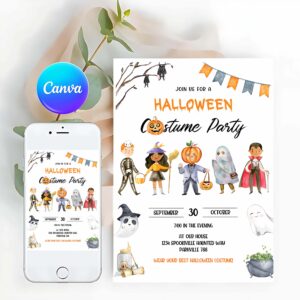 Halloween Costume Invitation, Halloween Invitation, Halloween Party Invitation, Halloween Birthday Invitation, Halloween Costume Party Invitation