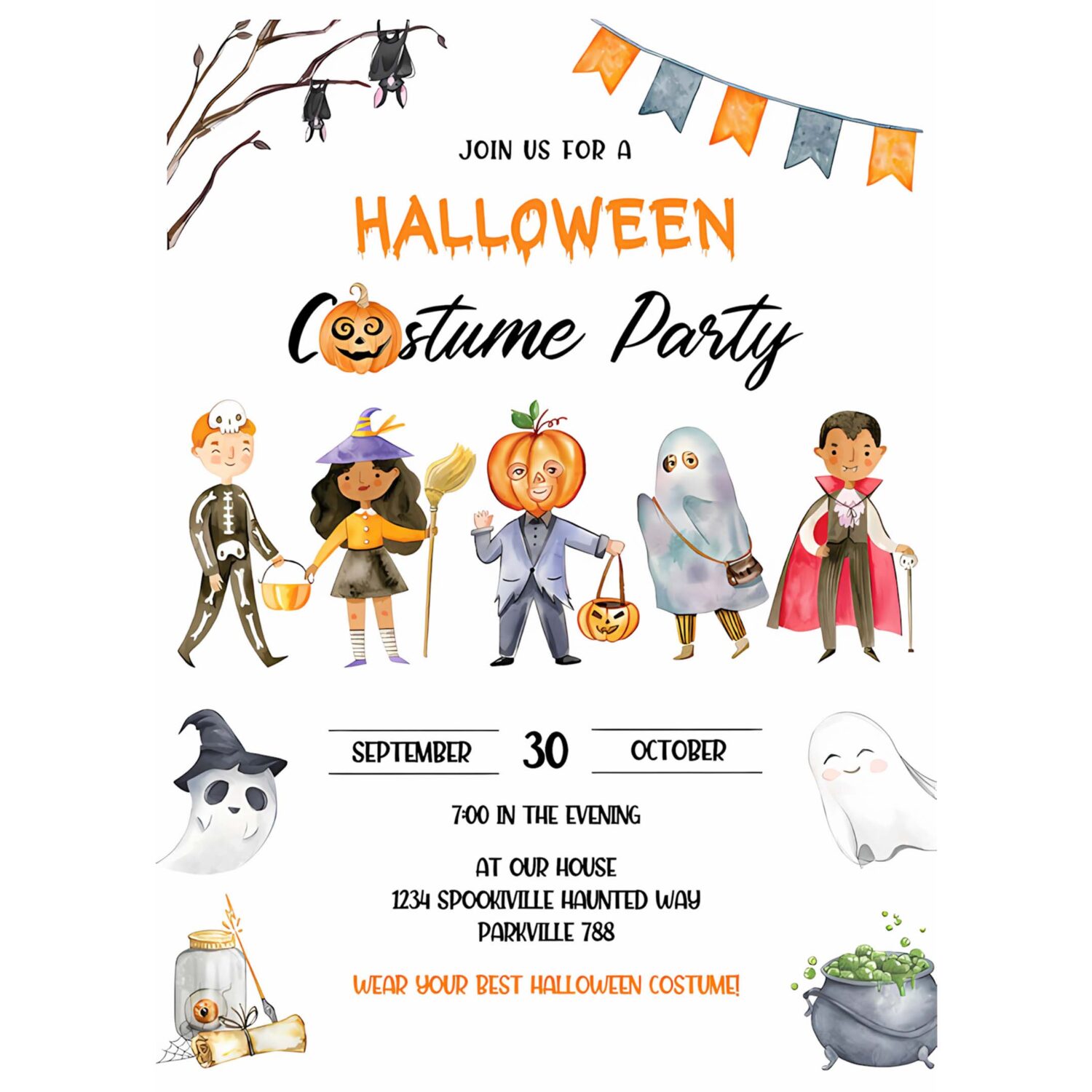 Halloween invitation halloween party invitation halloween birthday invitation halloween costume party invitation 4