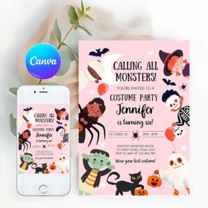 One Spooky Invitation, Halloween Party Invitation, Halloween Birthday Invitation, Kids Costume Party Spooky Celebration
