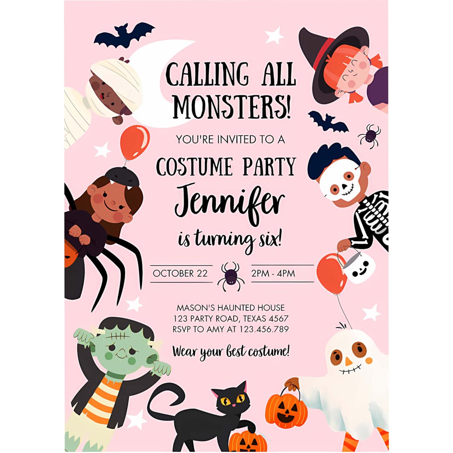 Halloween party invitation halloween birthday invitation kids costume party spooky celebration 4