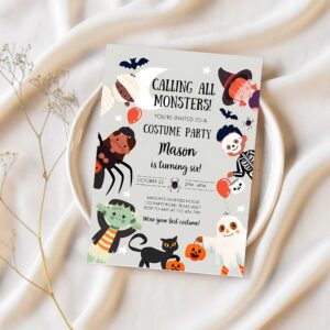 Halloween party invitation halloween birthday invitation kids costume party spooky celebration boy 1