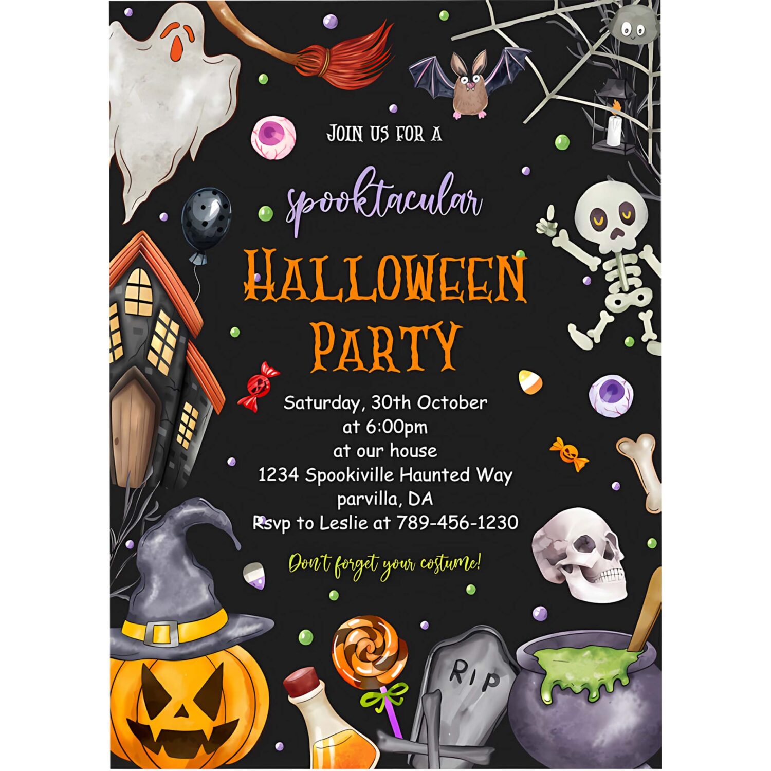Halloween party invitation halloween party invitation halloween birthday invitation halloween invitation 4