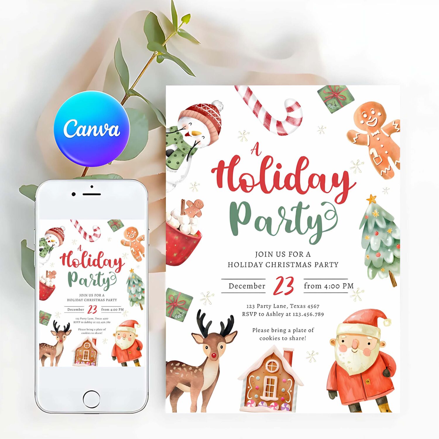 Holiday party jingle and mingle christmas santa invitation a81n