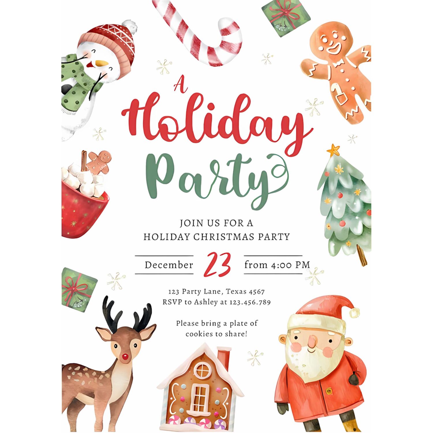 Holiday party jingle and mingle christmas santa invitation a81n 4