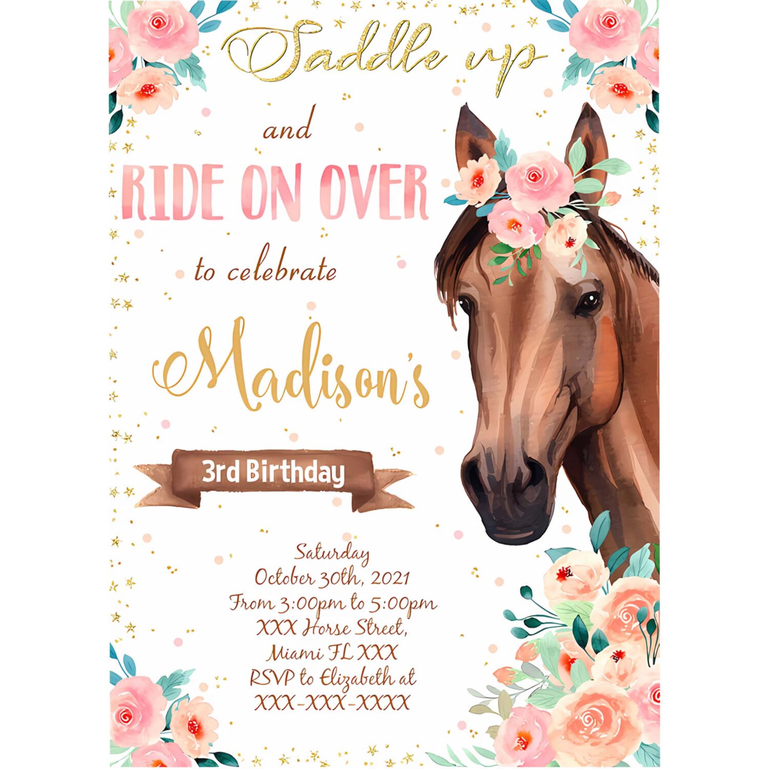 Horse birthday invitation horse invitation horse template download 4