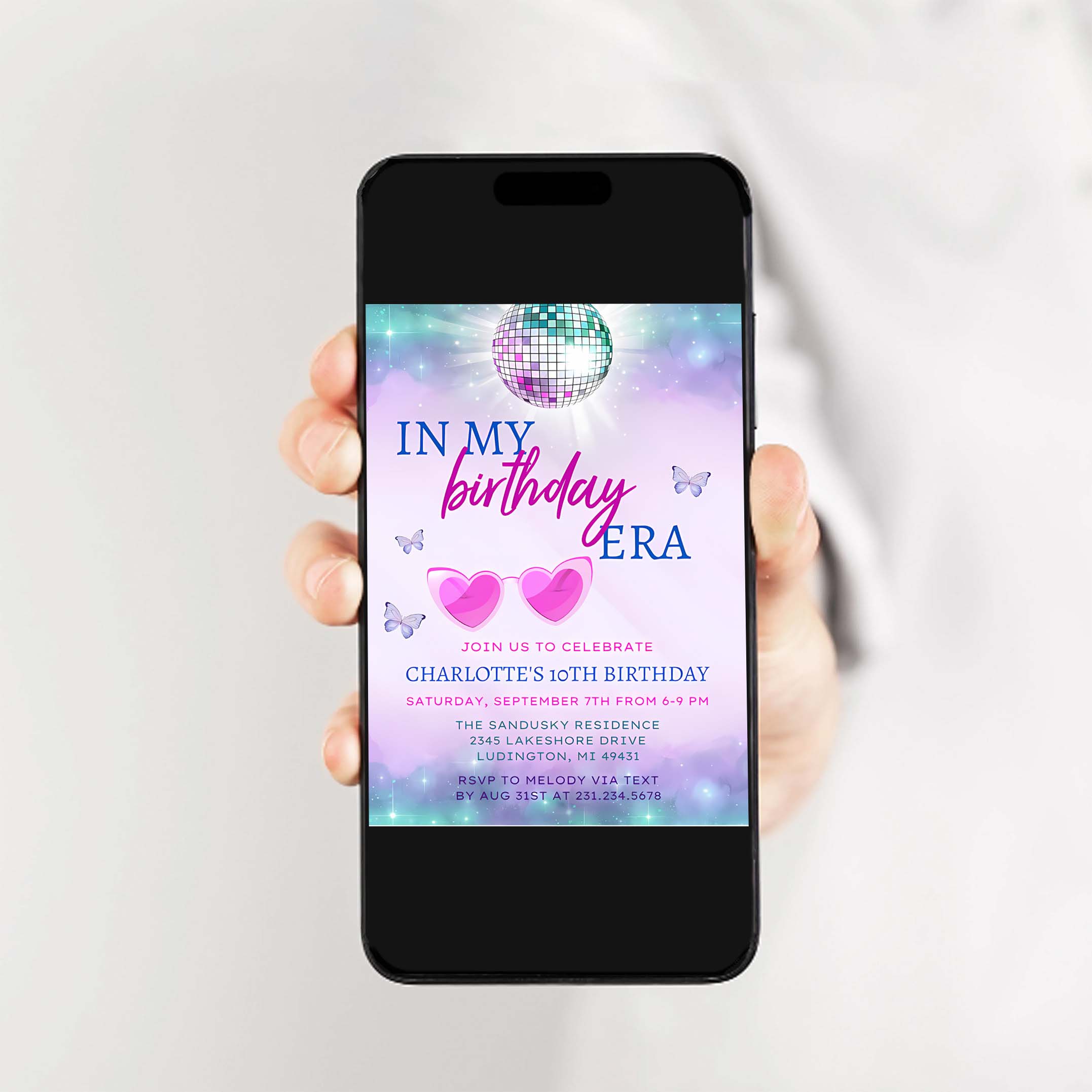 In My Birthday Era Invitation Teen Birthday Girl Music Party Invite Purple and Blue Eras Party