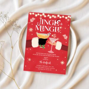 Jingle and mingle christmas cocktail party invitation z71b 1