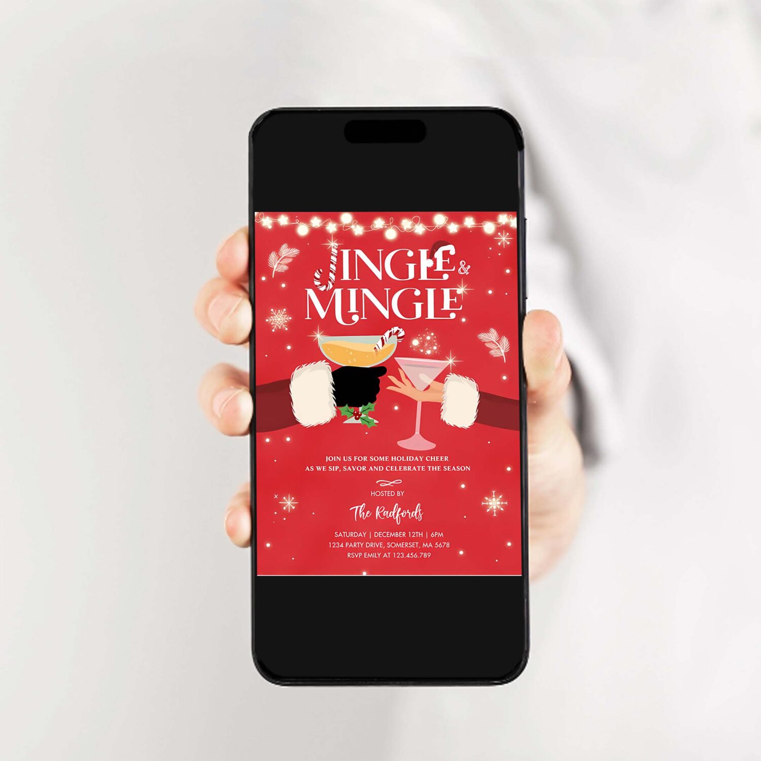 Jingle and mingle christmas cocktail party invitation z71b 2