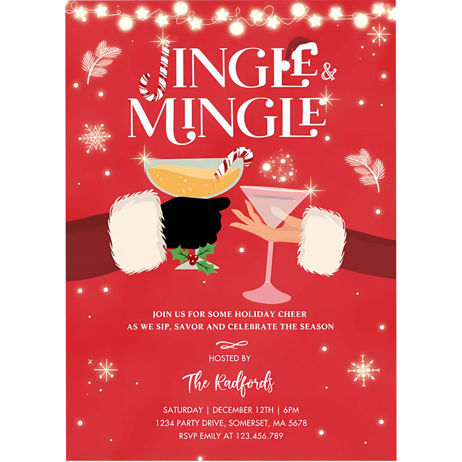 Jingle and mingle christmas cocktail party invitation z71b 4