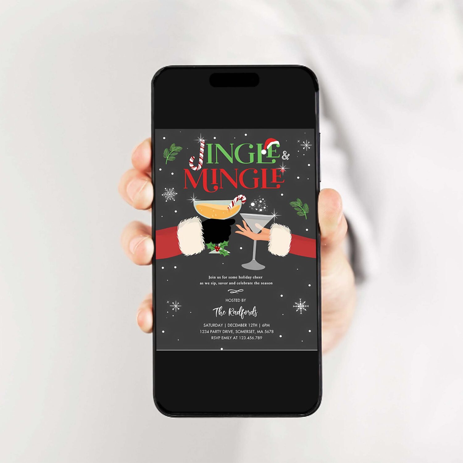 Jingle and mingle christmas holiday cocktail party invitation c24y 2