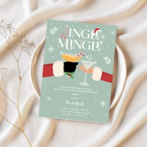 Jingle and mingle christmas holiday cocktail party invitation f85l 1
