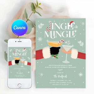 Jingle And Mingle Invitation, Jingle And Mingle Christmas Holiday Cocktail Party Invitation