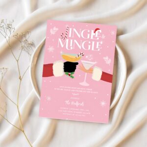 Jingle and mingle christmas holiday cocktail party invitation g92u 1