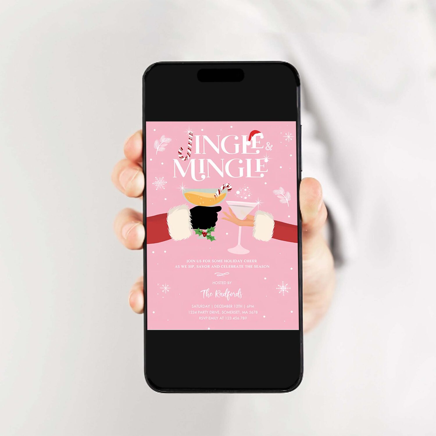 Jingle and mingle christmas holiday cocktail party invitation g92u 2