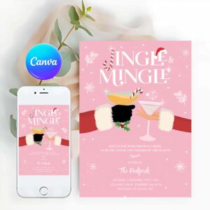 Jingle And Mingle Invitation, Jingle And Mingle Christmas Holiday Cocktail Party Invitation