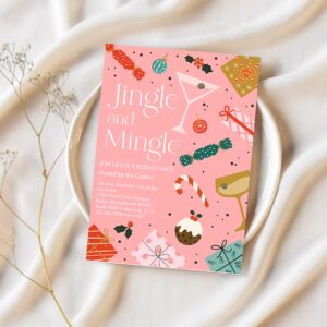 Jingle and mingle christmas holiday cocktail party invitation h94e 1