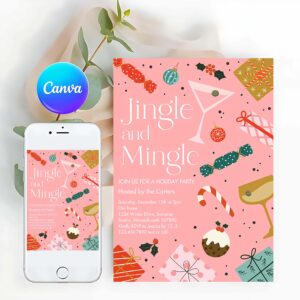 Jingle And Mingle Invitation, Jingle And Mingle Christmas Holiday Cocktail Party Invitation